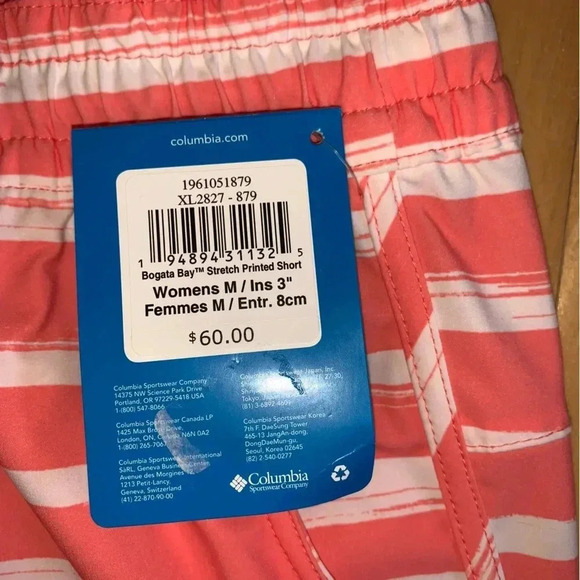 Columbia Women's XL Bogata Bay Omni-Shade Stretch Inseam 3” Shorts Coral White - Picture 5 of 9